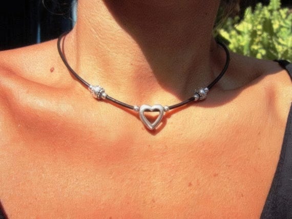 Couples Beaded Necklace with Silver Heart Pendant Charm • Bohemian Handmade jewelry Necklaces for Women • Personalized Jewelry Gift for Her