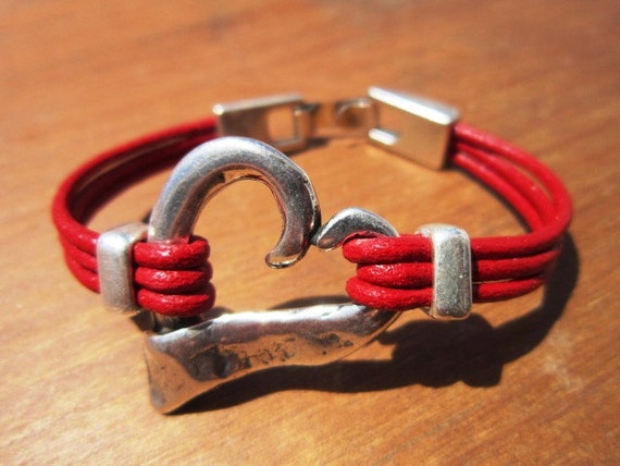 Women leather bracelet, heart bracelet,silver heart bracelets, heart bracelets, bracelets for women, fashion bracelets, fashion jewelry