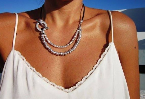 Boho Luxe Beaded Necklace for Women • Everyday Simple Leather Necklace for Women • Personalized Bohemian Jewelry Gift for Her by Kekugi