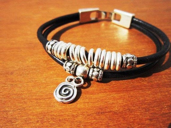 Custom Charm Silver Beaded Bracelet • Bohemian Handmade Jewelry • Personalized Custom jewelry Gift for Her & Birthday Gift by kekugi