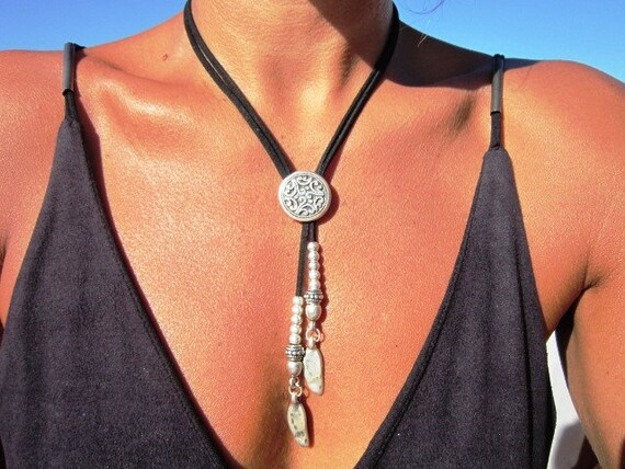 Silver Lariat Necklace  Boho Tribal Y Necklace  Simple Fashion Jewelry