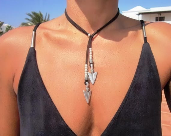 Handmade Couples arrowhead Necklace • Y lariat Necklace Customized • Personalized Bohemian Jewelry Gift for Her • Birthday Gift for mom