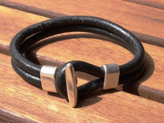 Leather & Silver Mens Bracelet • Matching Couple Bracelets • Custom mens bracelet Gift for him • Best Selling Items jewelry by Kekugi