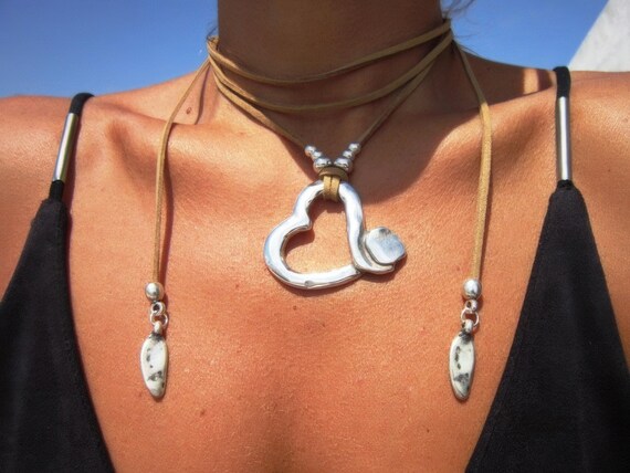 Statement Layered Chunky Couples Heart Necklace • Bohemian Neotribal Jewelry • Best Selling Items • Gift for Host or Galentine Gift