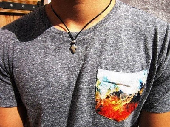 Mens Necklace Leather Pendant Couples Necklace – Handmade Jewelry Gift for Him Personalized Jewelry by Kekugi