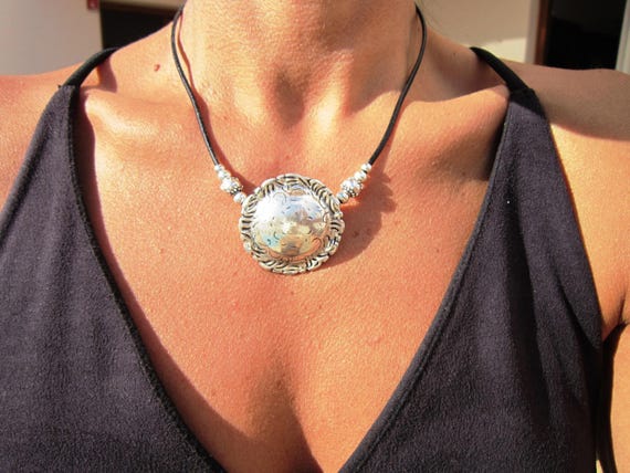 Silver Beaded Birth Flower Necklace • Bohemian Handmade Birth flower jewelry • Necklaces for Women • Personalized Jewelry Gift for Her