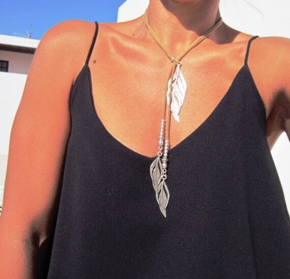 feather necklace, Y necklaces, lariat necklace, long necklaces, silver necklaces, fashion jewelry, ring necklace, silver ring, etsy rings