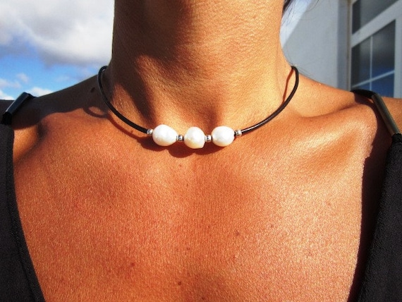 personalized Bridesmaid gift pearl necklace, pearl choker, mother of pearl, necklaces for women, wedding jewelry, pearl jewelry