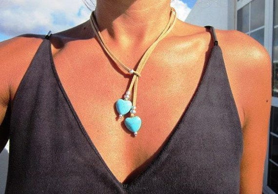 Handmade Couples Heart Necklace • Y lariat Necklace Customized • Personalized Bohemian Jewelry Gift for Her • Birthday Gift for mom or Mama