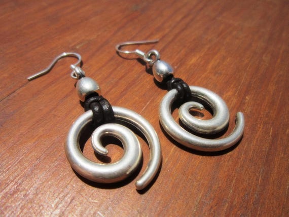Gift for her hook sterling spiral silver earrings dangle, statement drop beaded earrings. Personalized handmade jewelry