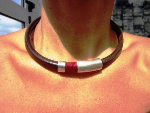 Silver Leather Choker Couples Necklace • Silver Necklaces for Women • Bohemian Handmade personalized Jewelry • Best selling items by Kekugi