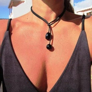 Best Selling Items Y Lariat obsidian onyx Necklace Gift for Her • Bohemian jewelry Necklaces for Women image 7