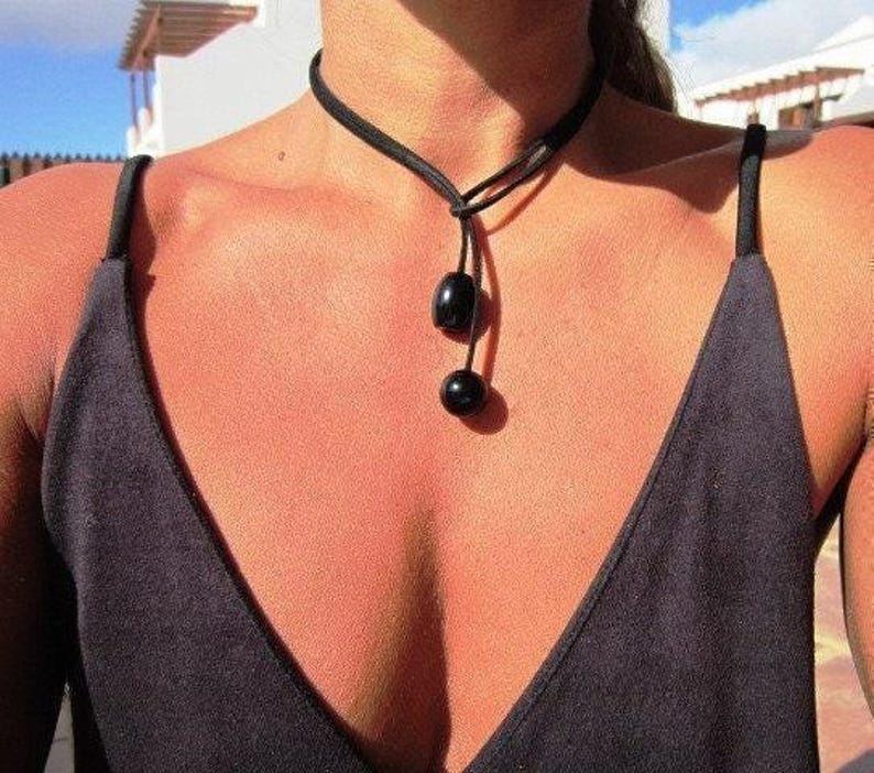 Best Selling Items Y Lariat obsidian onyx Necklace Gift for Her • Bohemian jewelry Necklaces for Women image 7