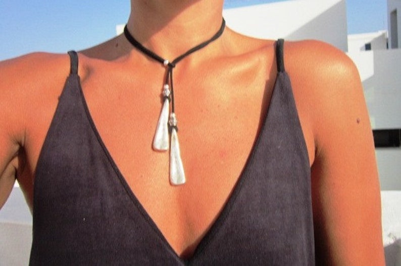 Bohemian necklace, y necklace, lariat necklace, leather necklaces for women, pendant necklace, boho necklace, leather necklace image 7