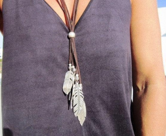 Matching Necklaces for Women • Statement Charm Long feather Necklace • Birthday gift, anniversary or mom gift • Bohemian Handmade jewelry