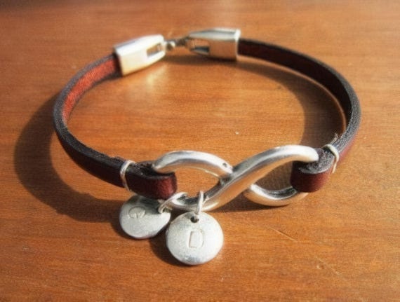 Personalized Leather & Silver Beaded initial Bracelet Gifts • Handmade Bohemian Jewelry • Birthday Gift or Custom Jewelry Gift for Her