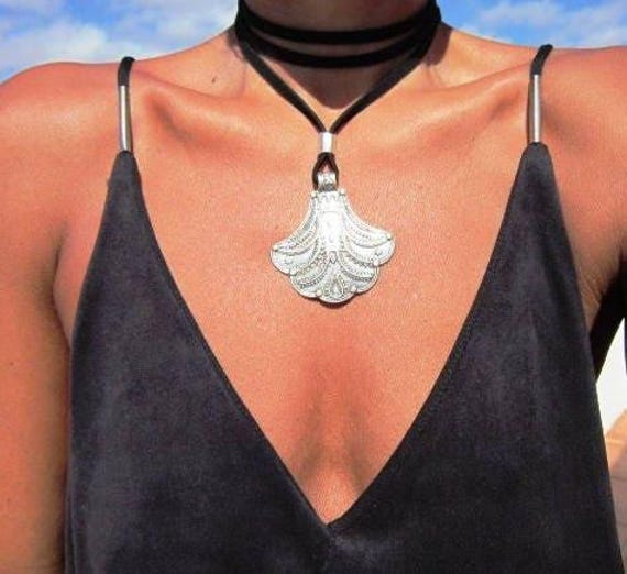 Beaded Leather Choker Necklace with Charms - Bohemian Jewelry for Stylish Looks