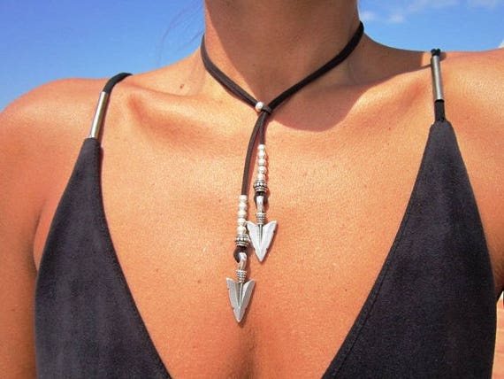 boho necklace, Y necklace, arrow necklace, lariat necklace, silver necklaces, boho jewelry, bohemian necklace, bohemian jewelry