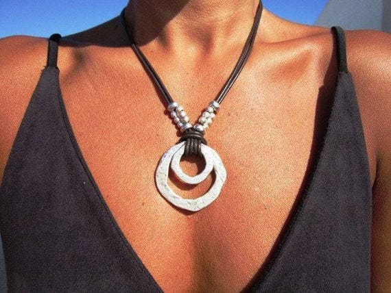 Custom Statement Silver Necklace • Beaded Couples Necklace Pendant Charm • Custom Personalized Jewelry • Best Selling Items Gift for Her