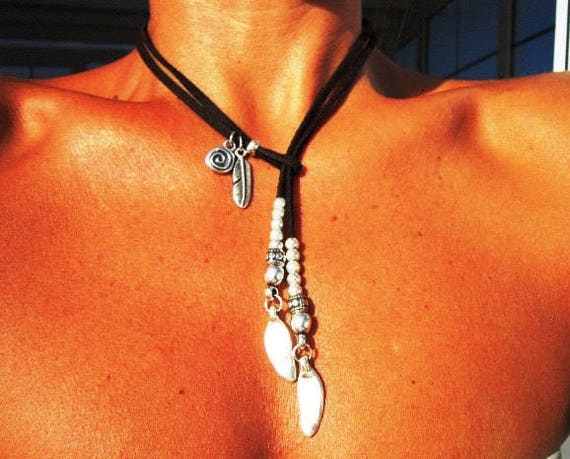 feather necklace, Y necklaces, lariat necklace, long necklaces, silver necklaces, fashion jewelry, ring necklace, silver ring, etsy rings