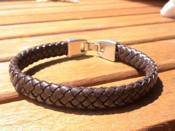 Leather & Silver Mens Bracelet • Matching Couple Bracelets • Custom mens bracelet Gift for him • Best Selling Items jewelry by Kekugi