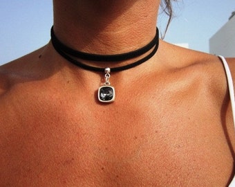 unique necklace, choker necklace, black necklace, beaded necklace, sterling silver necklaces, necklaces for women, fashion designer