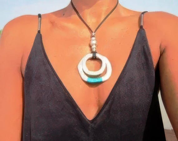 Best selling items Silver Everyday Pendant Beaded Ring Necklace • Long Layered Chunky Necklace Gift for Her • Silver Necklaces for Women