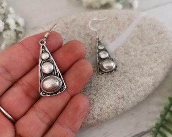 delicate cute handmade earrings for women, unique gypsy earrings, dangle earrings, silver boho earrings, drop earrings, handmade jewelry,