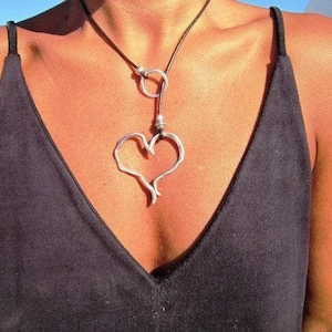 Handmade Couples Heart Necklace • Y lariat Necklace Customized • Personalized Bohemian Jewelry Gift for Her • Birthday Gift for mom or Mama
