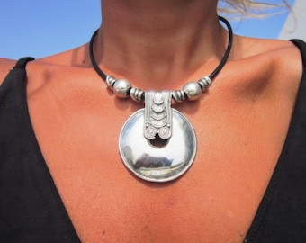 Custom Statement Silver Necklace • Beaded Couples Necklace Pendant Charm • Custom Personalized Jewelry • Best Selling Items Gift for Her
