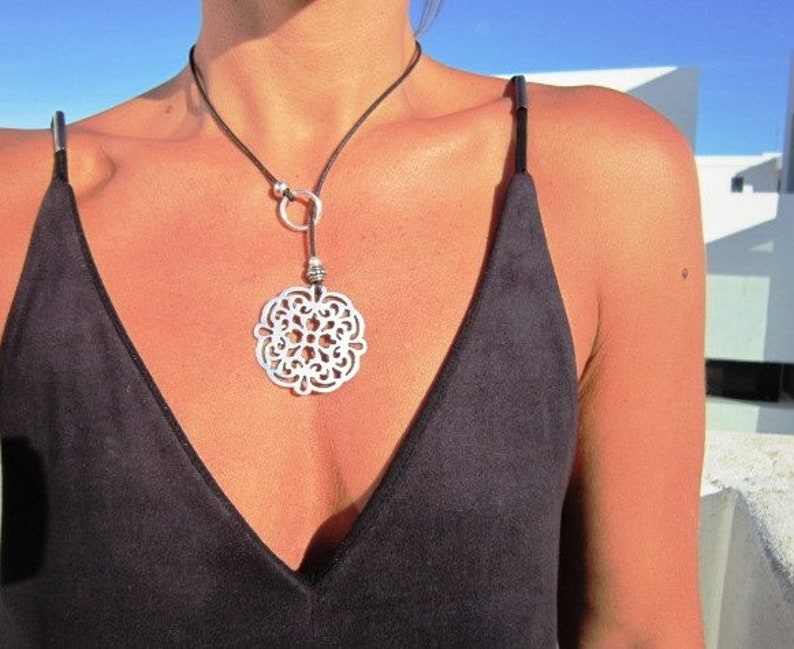 Mandala Pendant Y Necklace Lariat Y Shaped Necklaces Silver - Etsy