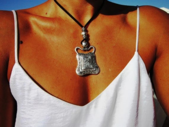 Bohemian necklace, leather necklaces for women, long pendant necklace, boho necklace, leather cord necklace, long necklace boho