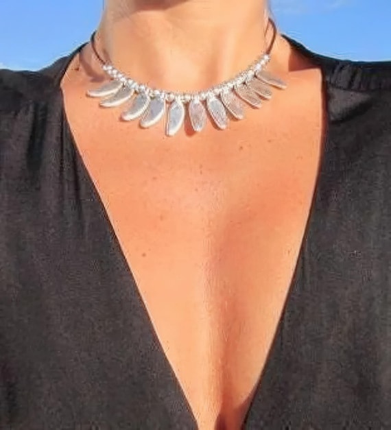 Custom Statement Silver Necklace • Beaded Couples Necklace Pendant Charm • Custom Personalized Jewelry • Best Selling Items Gift for Her