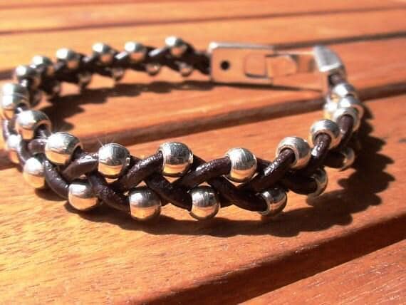 Beaded Leather Bracelet Personalized Gifts • Silver Custom Bracelet • Personalized Handmade Jewelry Gift for Her by Kekugi Bohemian jewelry