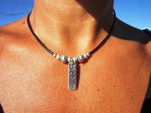 Silver Beaded Dainty Necklace with Charm • Bohemian Handmade jewelry • Necklaces for Women • Personalized Jewelry Gift for Her