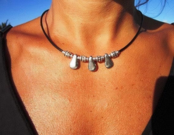 Silver Beaded Necklace with Charm • Bohemian Handmade jewelry • Necklaces for Women • Personalized Jewelry Gift for Her or Mama by Kekugi