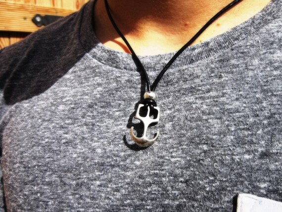 Mens Necklace Leather Pendant Couples Necklace – Handmade Jewelry Gift for Him Personalized Jewelry by Kekugi