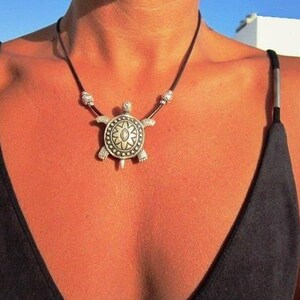 Silver beaded turtle Necklace Pendant Charm for Summer • Bohemian Personalized Handmade beach Jewelry • Best selling items Gift for her