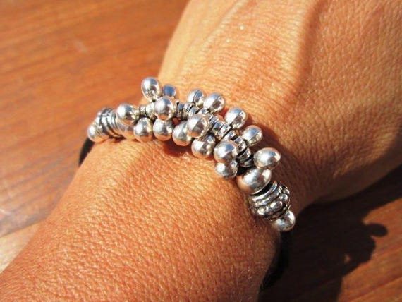 Beaded Leather Bracelet Personalized Gifts • Silver Custom Bracelet • Personalized Handmade Jewelry Gift for Her by Kekugi Bohemian jewelry