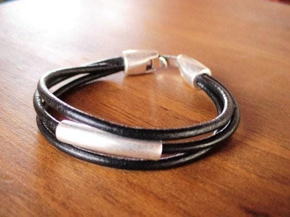 Leather & Silver Mens Bracelet • Matching Couple Bracelets • Custom mens bracelet Gift for him • Best Selling Items jewelry by Kekugi