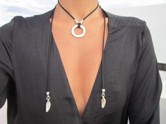 Handmade Leather Choker Necklace Gift for Her • Unique Couples Necklace Jewelry • Personalized Jewelry Best selling items Gift for Host