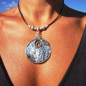 Custom Statement Silver Boho Necklace • Beaded Couples Necklace Pendant Charm • Personalized Jewelry • Best Selling Items Gift for Her