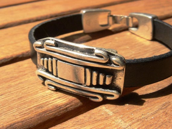 Leather & Silver Mens Bracelet • Matching Couple Bracelets • Custom mens bracelet Gift for him • Best Selling Items jewelry by Kekugi