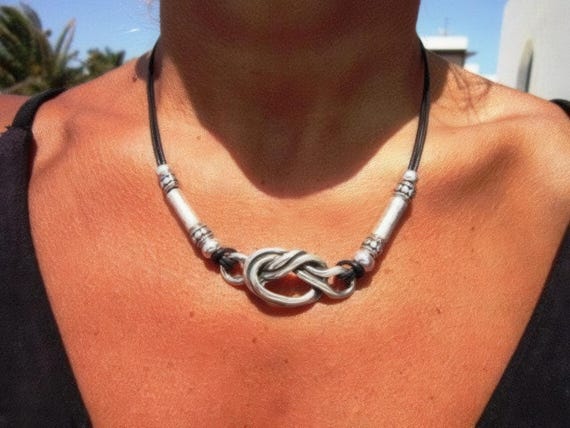 Silver Beaded Necklace with Nautical Charm for Summer• Bohemian Handmade jewelry • Necklaces for Women • Personalized Jewelry Gift for Her