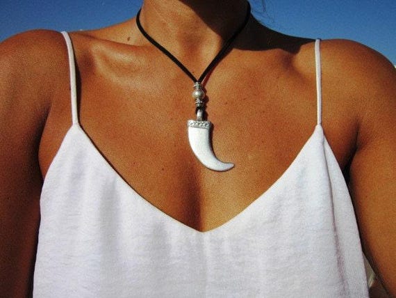 Horn Pendant Necklace  Bohemian Boho Jewelry for Hippie Style