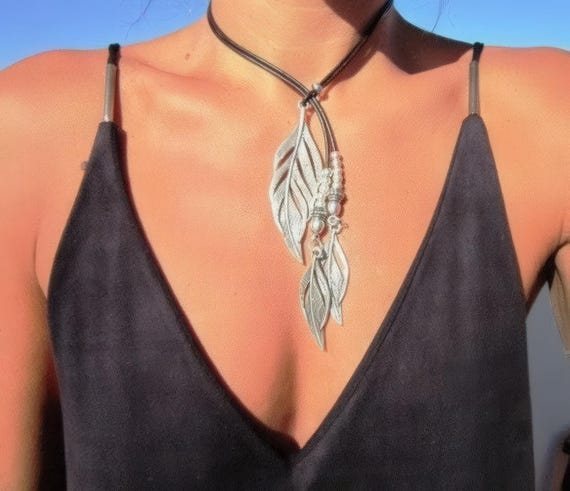 Handmade Couples feather Necklace • Y lariat Necklace for Mama • Personalized Bohemian Jewelry Gift for Her • Birthday Gift for mom