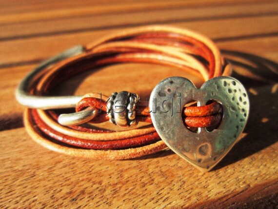 Leather & Silver Charm Beaded couple Bracelets • Handmade Jewelry Gift for Her • Custom Bracelet Gift • Personalized Jewelry Gifts by Kekugi