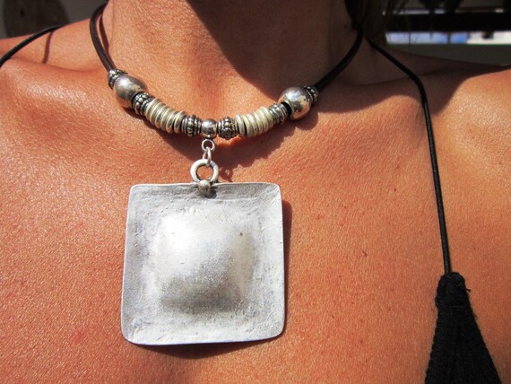 Custom Statement Silver Beaded Necklace with Pendant Charm • Custom Personalized Jewelry • Best Seller Design Gift for Her