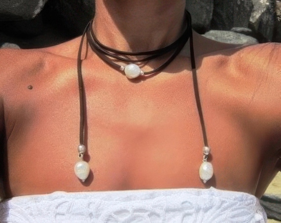 Statement Chunky silver pearl Necklace Handmade Products • layered beaded necklace • Bohemian Personalized Jewelry Gift for Her or Host