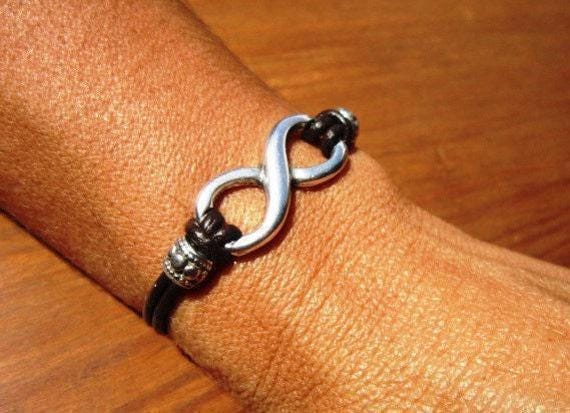 Leather & Silver Bracelets for Women • Infinity Matching Couple Bracelets • Custom bracelet Gift for women • Best Selling jewelry Items